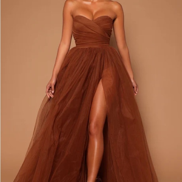 Elle Dresses & Skirts - Elle Strapless Brown Gown